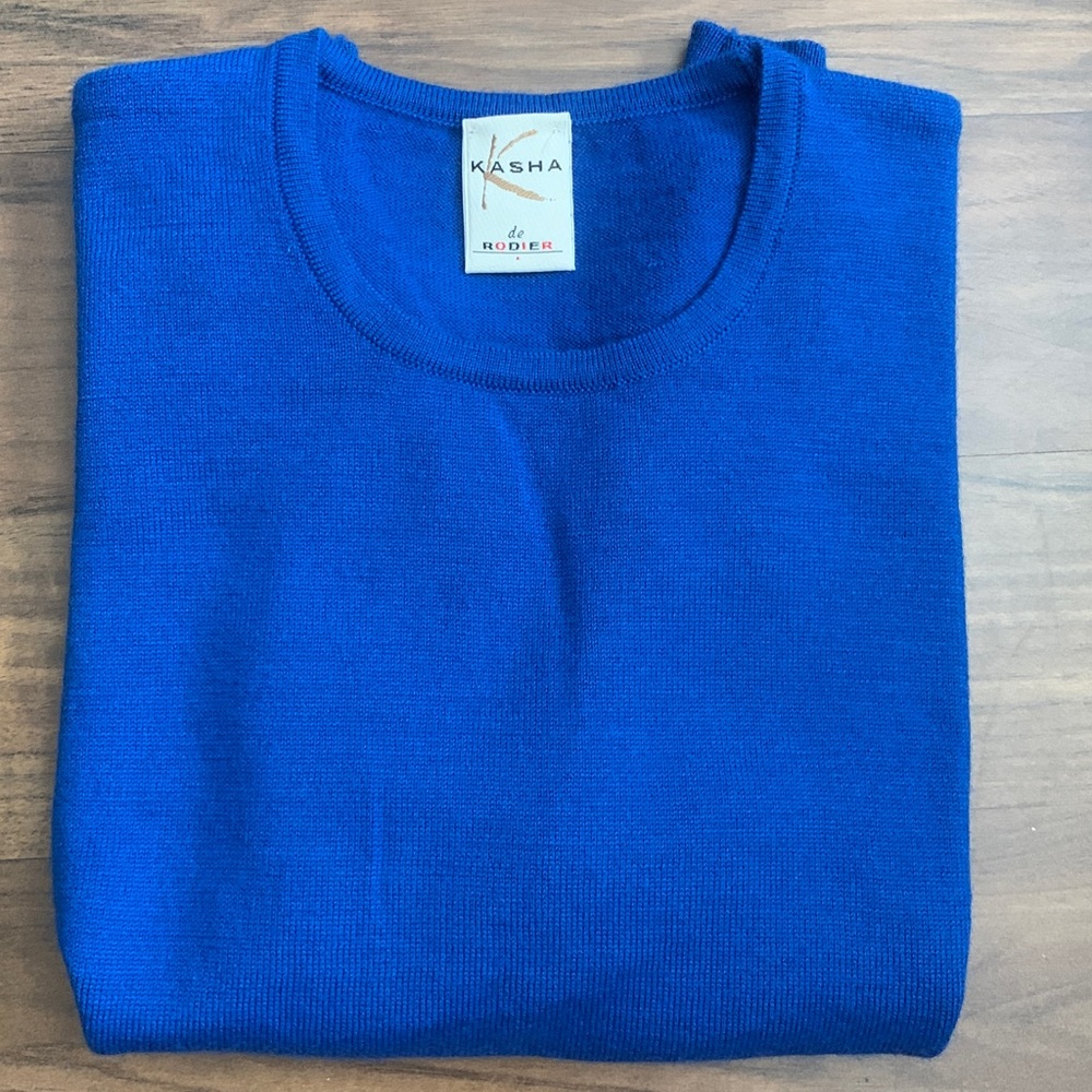 KASHA de RODIER Women's Wool Blend Basic Top L Knit Short Sleeves  Size 40